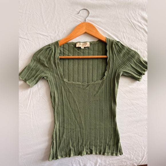 Sezane Green Ribbed Sweater Cardigan - Picture 1 of 5